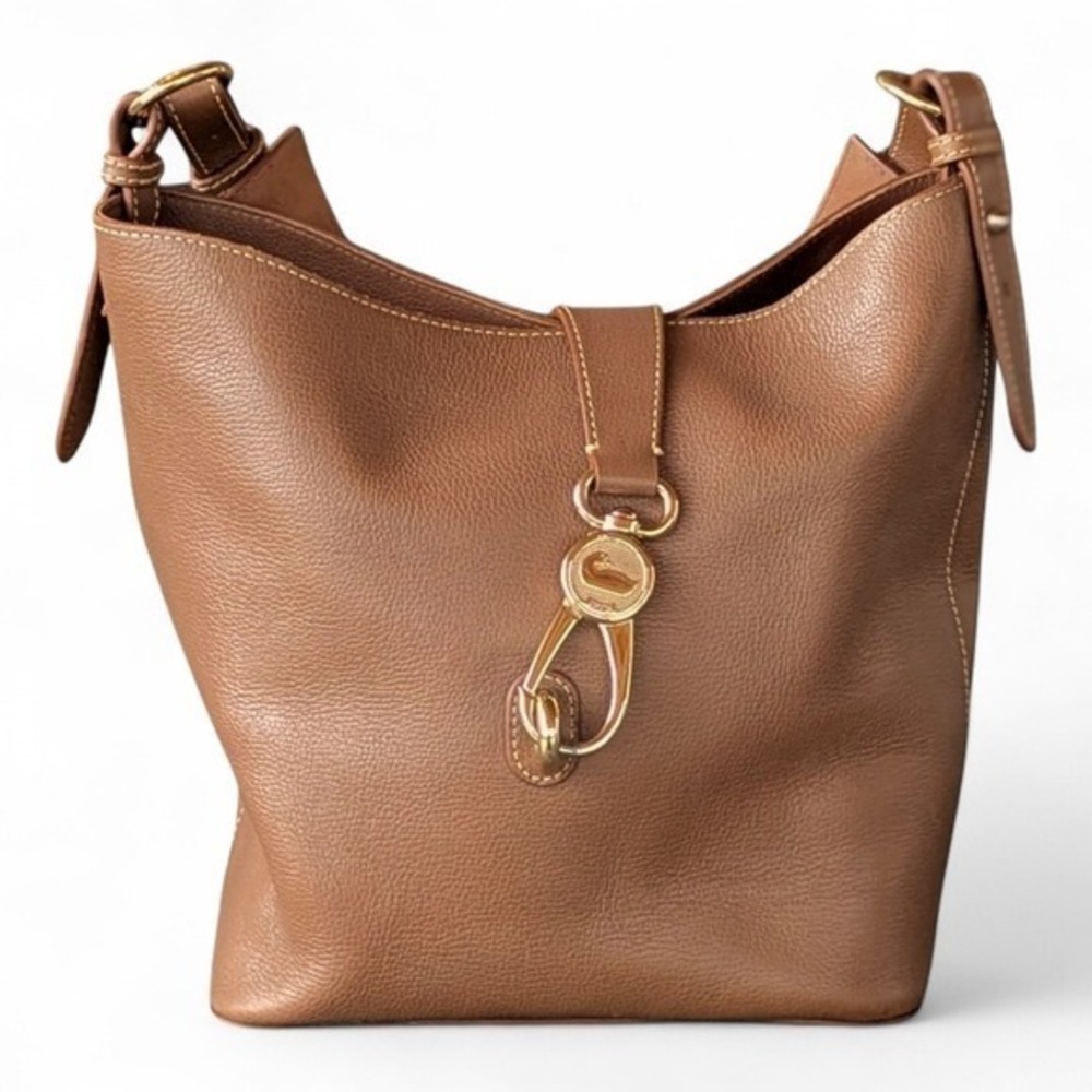 Dooney & Bourke Florentine Pebbled Leather Lily Bucket Bag Caramel - Picture 3 of 16